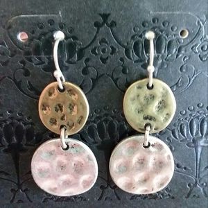 Hammered silver/gold earrings